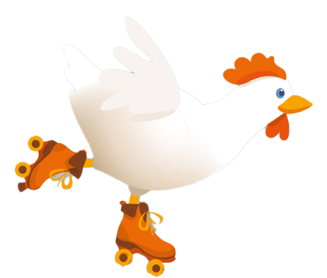 poppei huhn seitlich rollschuh